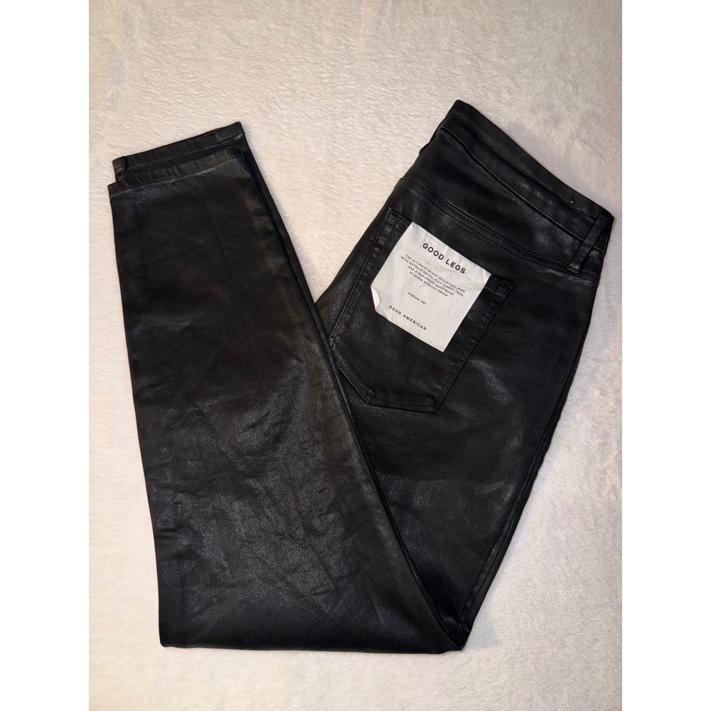 Good American Good Legs Coated Skinny Jeans Black Plus Size 22 High Rise